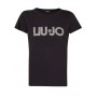 T shirt donna Liu Jo basica con logo animalier nero ES24LJ19 VA4105 JS003