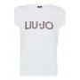T shirt donna Liu Jo basica con logo animalier bianco ES24LJ21 VA4105 JS003