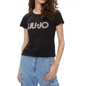 T shirt donna Liu Jo basica con logo animalier nero ES24LJ22 VA4105 JS003