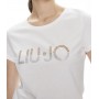 T shirt donna Liu Jo con logo strass bianco ES24LJ44 VA4216 JS923