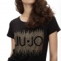 T shirt donna Liu Jo con logo e strass nero ES24LJ45 VA4154 JS360