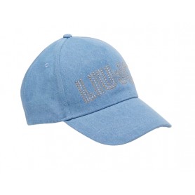 Cappello donna Liu Jo logo con visiera in denim blu CS24LJ09 2A4028 D0001