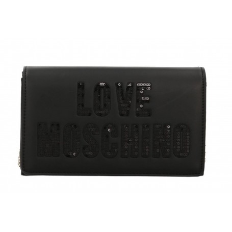 Borsa donna Love Moschino a spalla/ tracolla PU nero con paillettes nero BS24MO126 JC4293