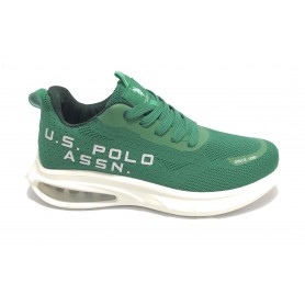 Scarpe U.S. Polo sneaker running Active001 in ecopelle/ tessuto mesh verde uomo US24UP01