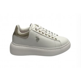 Scarpe US Polo sneaker Britny001 in ecopelle white/gold DS24UP02