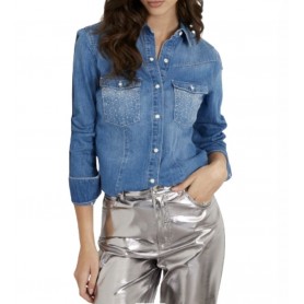 Camicia jeans donna Guess regular fit blu ES24GU84 W4RH76D59K2