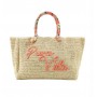 Borsa donna a mano/spalla Liu-jo Shopping Bag in rafia con logo living coral jungle BS24LJ125 VA4191 T0300