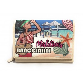 Portafoglio zip around Braccialini Cartoline Maldive beige AS24BR07 B17632