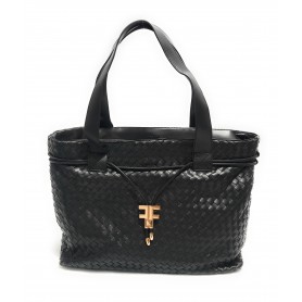 Borsa donna Fracomina a spalla shopping bag ecopelle intrecciato nero BS23FR09 FA23SBA004P411S5-053
