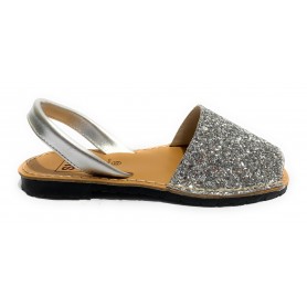 Sandalo donna minorchina Ska Shoes Ibiza in pelle silver/ glitter DS22SK24