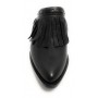 Scarpe donna Elite sabot texano in pelle colore nero con frange DS20EL03