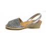 Sandalo minorchina Ska Shoes fondo corda Creta tc 40 pelle silver/ glitter DS22SK20