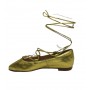 Scarpe donna Elite ballerina a punta con laccio alla caviglia in pelle colore gold DS22EL02 S11034